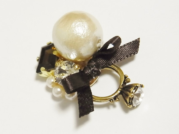 Pierced earrings of ring 【スモーキークォーツ　ピアスバージョン】 3枚目の画像