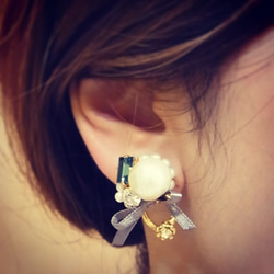 Pierced earrings of ring 【スモーキークォーツ　ピアスバージョン】 4枚目の画像