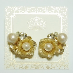 【sale!!】Spring Flower & Cotton Pearl　イヤリング／ピアス 3枚目の画像