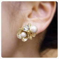 【sale!!】Spring Flower & Cotton Pearl　イヤリング／ピアス 4枚目の画像