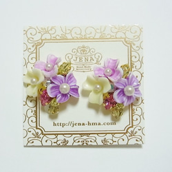 ♡NEW♡ 3Colors Flower Bijou 　イヤリング／ピアス 1枚目の画像