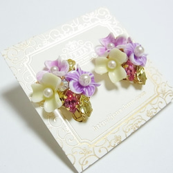 ♡NEW♡ 3Colors Flower Bijou 　イヤリング／ピアス 2枚目の画像