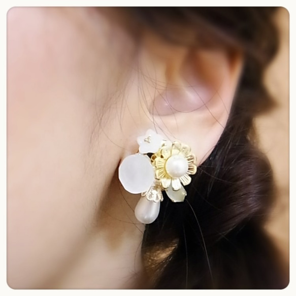 ♡NEW♡ Antique Motif (Frost Glass)　イヤリング／ピアス 4枚目の画像