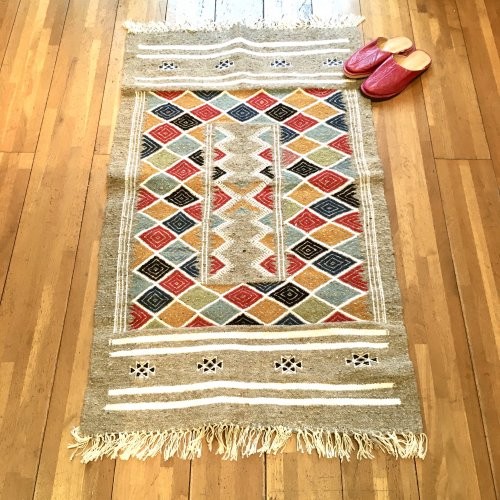 80*120cm トルコキリム ダイヤモンドパターン ラグ 約 ラグ デザイン