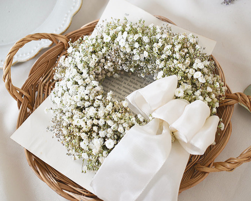 花の雲】かすみ草たっぷりのナチュラルリース/もこもこ Creema限定