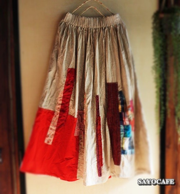 ★「ポテチ様ご予約品」★SAYOCAFE晴れの日スカート(赤) 1枚目の画像