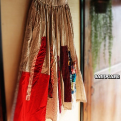 ★「ポテチ様ご予約品」★SAYOCAFE晴れの日スカート(赤) 2枚目の画像
