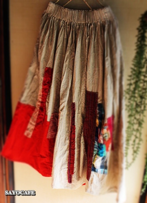 ★「ポテチ様ご予約品」★SAYOCAFE晴れの日スカート(赤) 3枚目の画像
