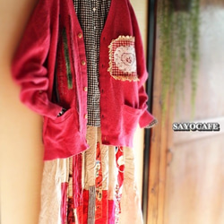 ★「ポテチ様ご予約品」★SAYOCAFE晴れの日スカート(赤) 5枚目の画像