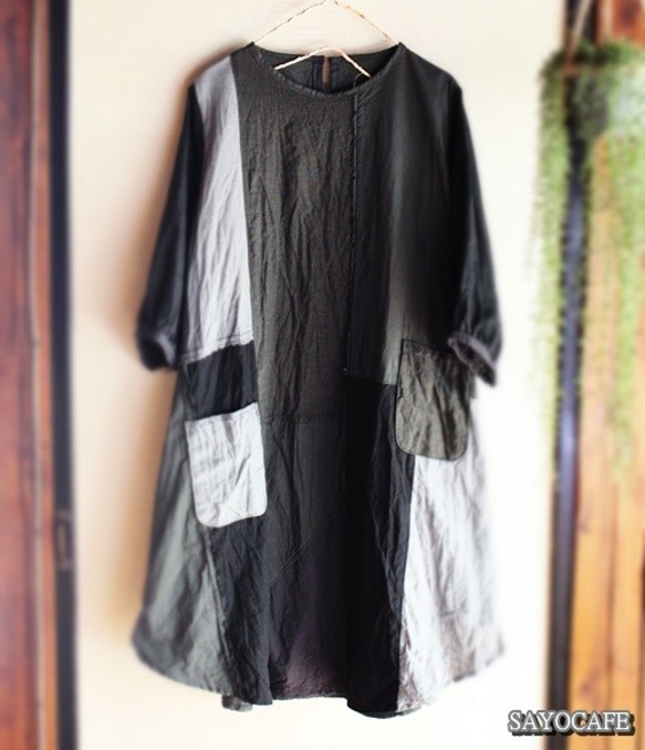 ○SAYOCAFE☆一点もの☆hirariシリーズのパッチワークワンピースB  