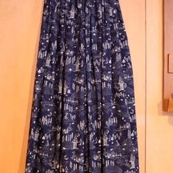 北欧テイストプリントのコットンギャザースカート 1枚目の画像
