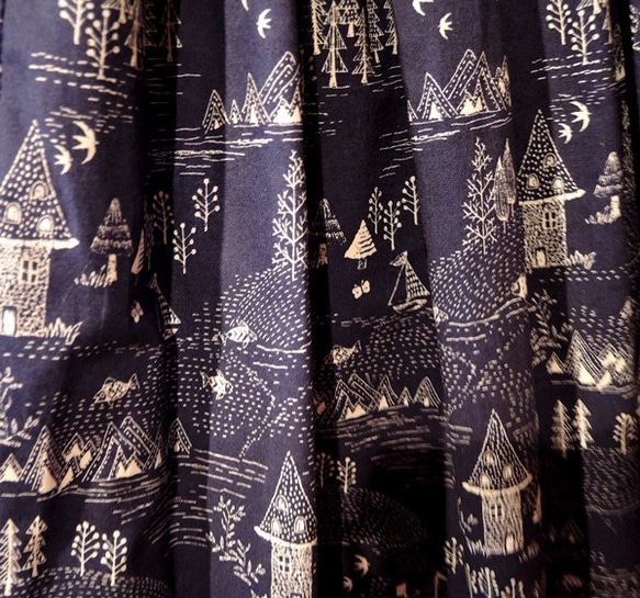 北欧テイストプリントのコットンギャザースカート 2枚目の画像