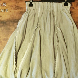受注製作/ナチュラルリネン・フレアーたっぷりガーリーなヘムスカート 4枚目の画像