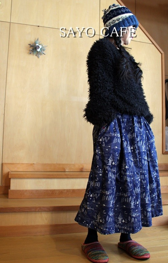 北欧チックなプリントのギャザースカート 1枚目の画像