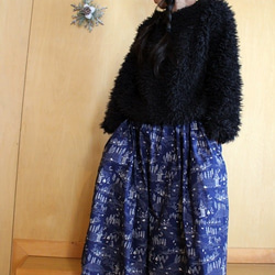 北欧チックなプリントのギャザースカート 2枚目の画像