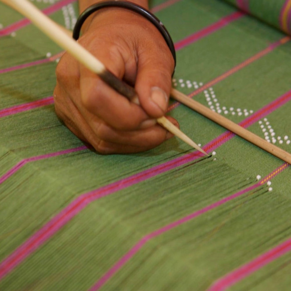 ベトナム カトゥー織り小物入れ L(深緑) 伝統工芸 4枚目の画像