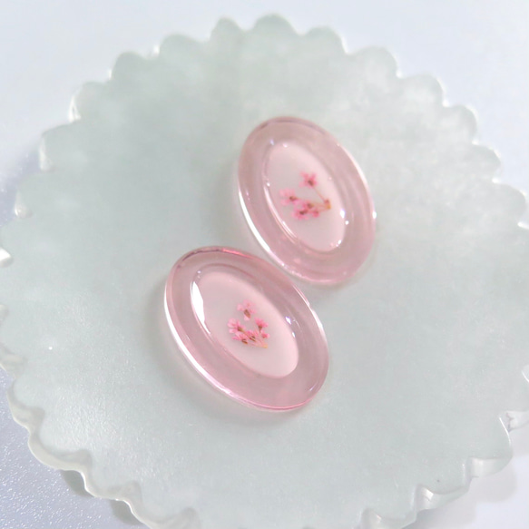 ear drop / oval flower(pink) 3枚目の画像