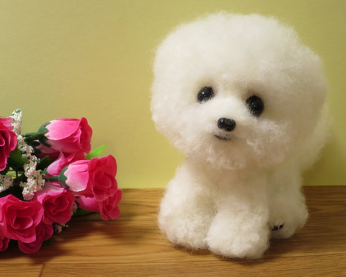 羊毛フェルト 犬 ビションフリーゼ ハンドメイド 置物 羊毛フェルト