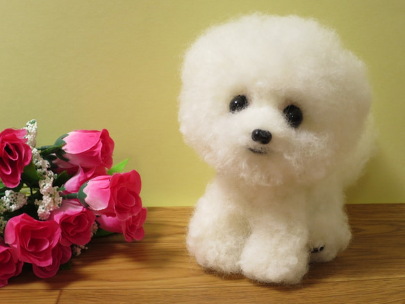 羊毛フェルト犬｜手のりサイズ｜ビションフリーゼ｜ビションプー｜犬｜ハンドメイド 羊毛フェルト犬｜手のりサイズ｜ビションフリーゼ｜ビションプー