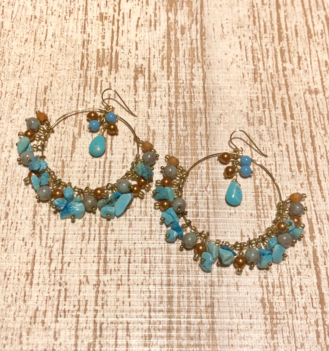 揺れるターコイズ A Whole New World k14gfピアス 受注製作品