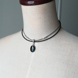 ブラックオニキスの二連チョーカーネックレス（マグネット留め金具に変更可能です） 5枚目の画像