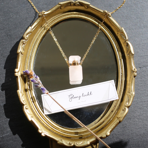 本物の天然石「ローズクォーツの香水瓶」ネックレス ネックレス