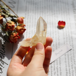 天然　ゴールデンオーラ　原石　希少 イエローオーラクォーツ ミニタワー24◇ Yellow Aura Quartz