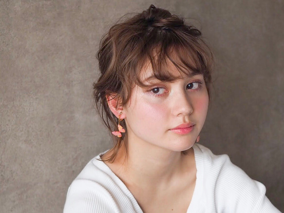 \媒體精選作品/櫻花色蝴蝶耳環（不對稱） 第6張的照片