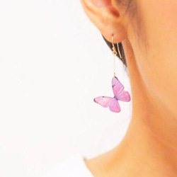 Light Purple Butterfly Earrings,asymmetry/Pierced or clip-on 第7張的照片