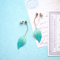 綠葉耳環/耳環（珍珠） 第5張的照片