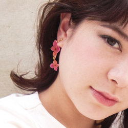 Sunset Pink Hydrangea Earrings [Pierced or Clip-on] 第1張的照片