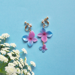 Blue-purple Hydrangea Earrings [Pierced or Clip-on] 第1張的照片