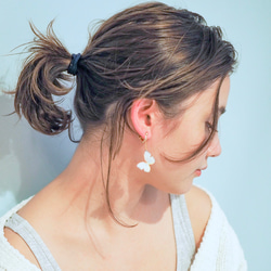 泛白蝴蝶 耳環/耳夾式耳環（不對稱） 第5張的照片