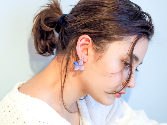 あじさい香る耳元(ミックス)ピアス / イヤリング 5枚目の画像
