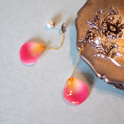 玫瑰花瓣（粉紅色）耳環/耳環 第10張的照片