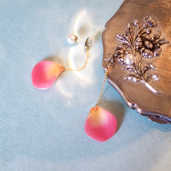 玫瑰花瓣（粉紅色）耳環/耳環 第3張的照片