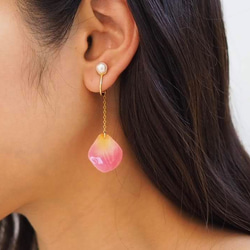 玫瑰花瓣（粉紅色）耳環/耳環 第6張的照片