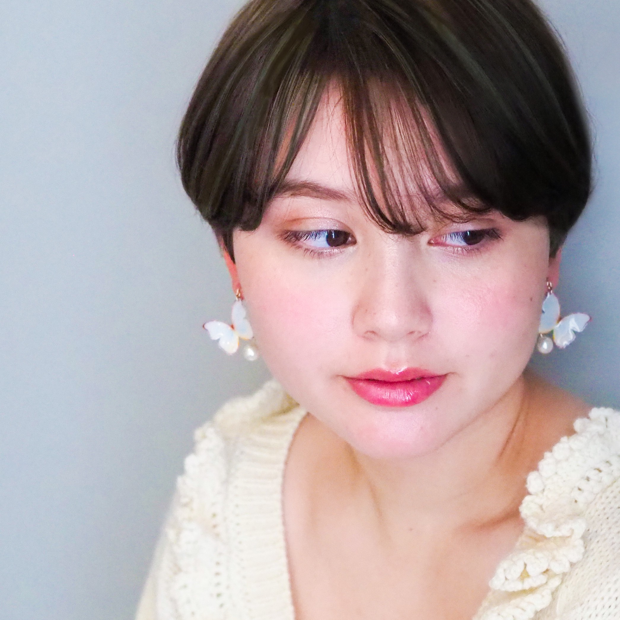 アースカラーの蝶々 (フック&パール)