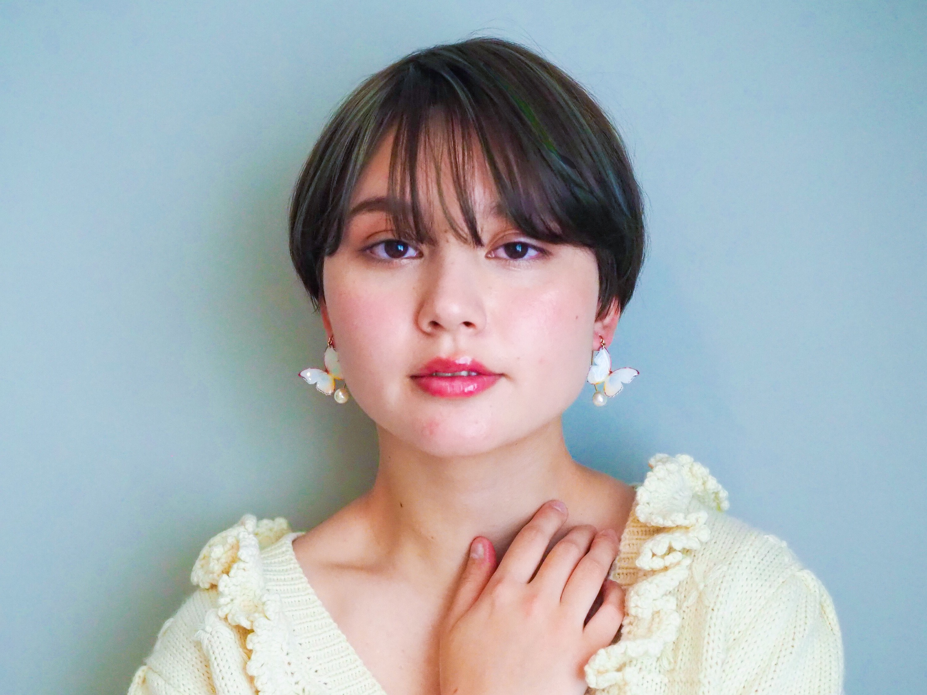 アースカラーの蝶々 (フック&パール)