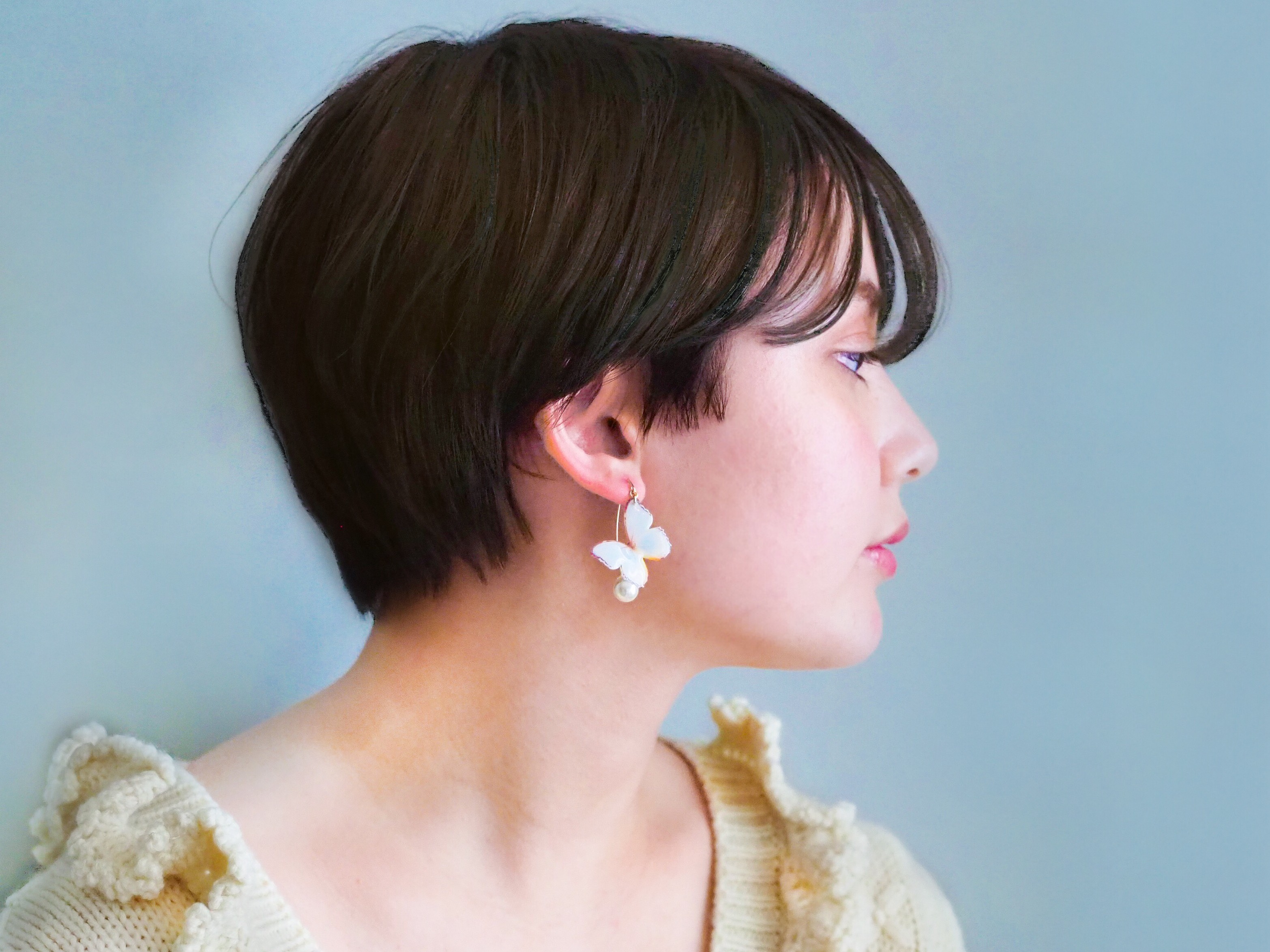 アースカラーの蝶々 (フック&パール)