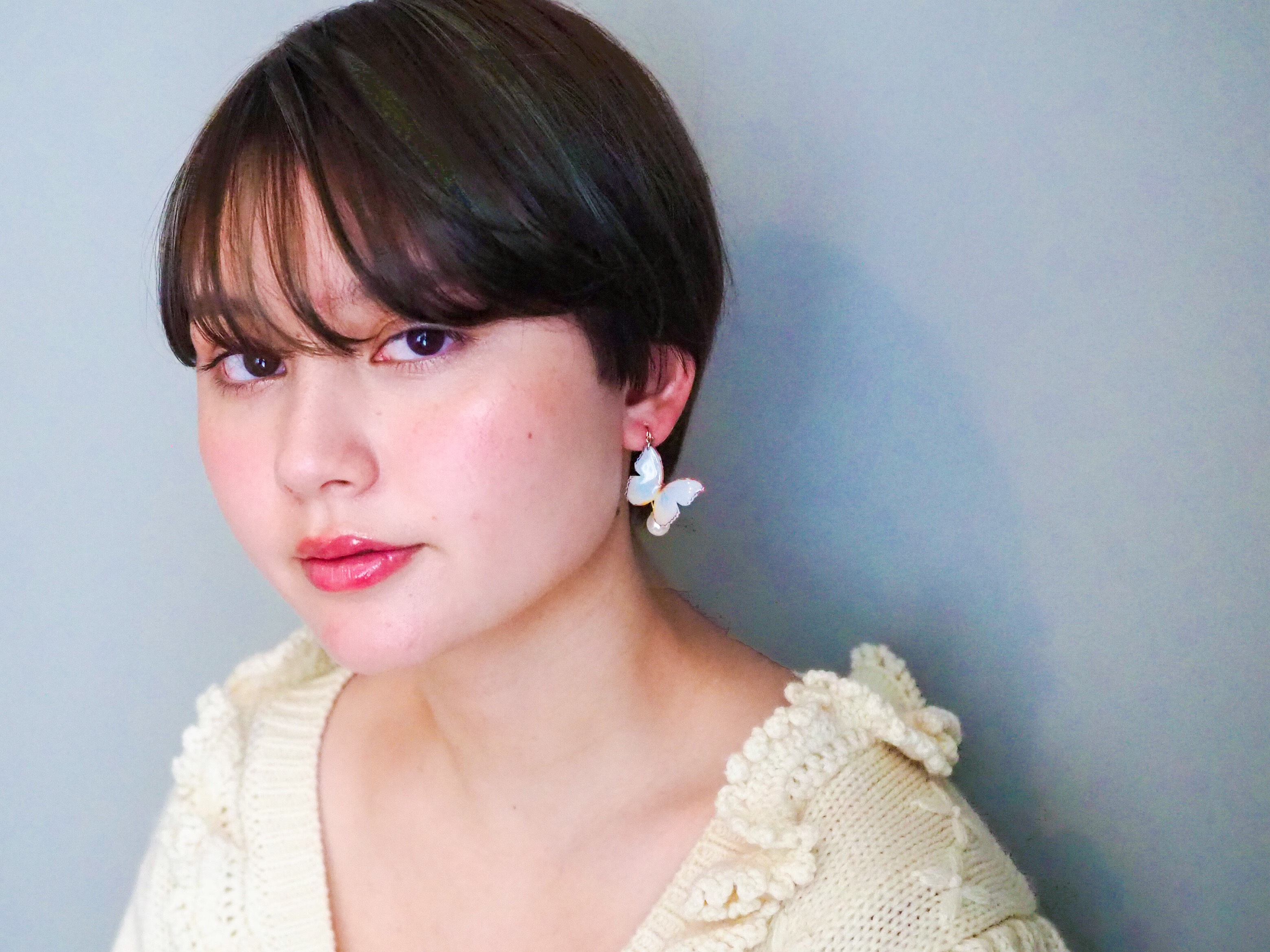 アースカラーの蝶々 (フック&パール)