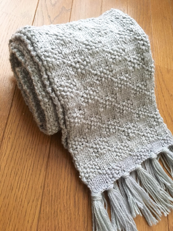 新品/ハンドメイド✰⋆。リネンウールのロングマフラー/グレー かのこ編みロングマフラー ＊グレー マフラー みな屋 通販 3466879