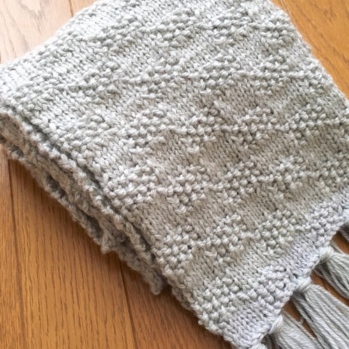 かのこ編みロングマフラー ＊グレー マフラー みな屋 通販 3466879