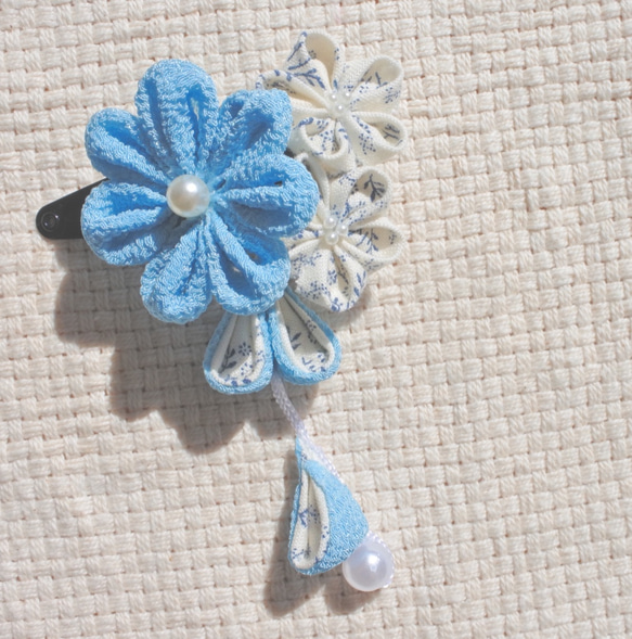 再入荷！つまみ細工パッチンピン 髪飾り 3歳・7歳 ヘアピン shichi