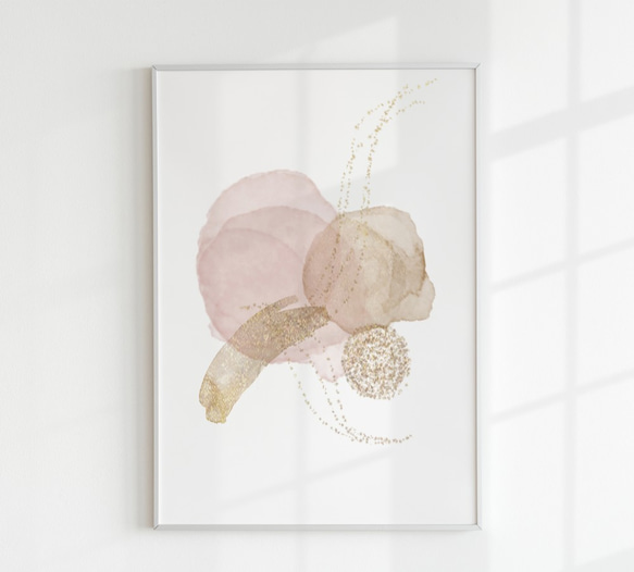 【アートポスター】　インテリアポスター　インテリアフォト　抽象画　アブストラクト　北欧　ピンク　ベージュ　キラキラ 1枚目の画像