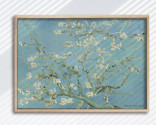 ★秀作★手書き油絵 ゴッホ 花咲くアーモンドの枝 額付 絵画 インテリア 油彩画 おうち美術館 花咲くアーモンドの枝 ゴッホ - 絵画や壁掛け販売
