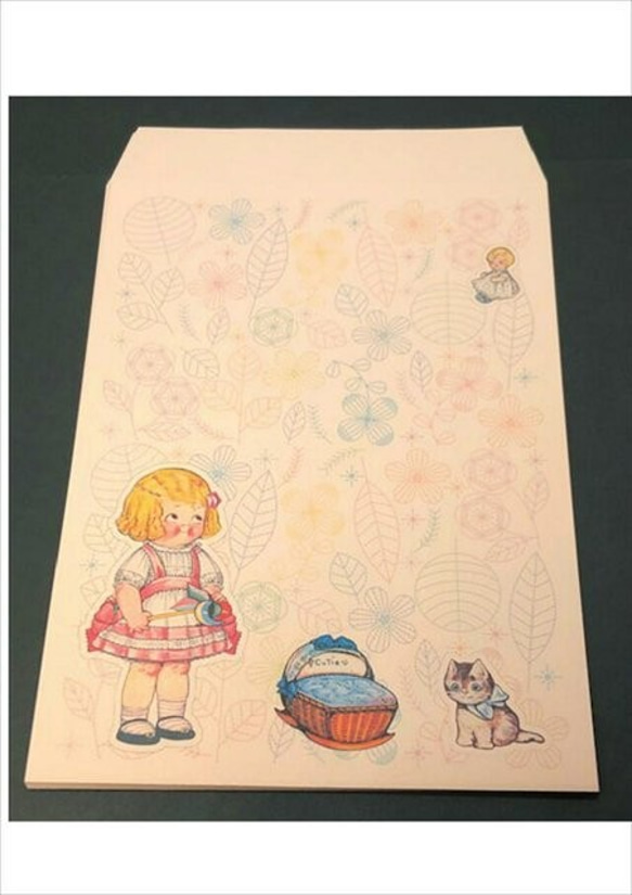 【匿名配送】絵画 「部活」 A4サイズ額つき ピンクA4サイズが入る封筒＊着せ替え人形ベビーシッター