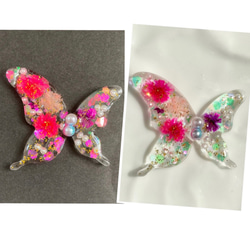お花とパールのキラキラ蝶ヘアゴム 3枚目の画像