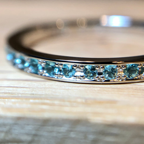 パライバトルマリンリングプラチナハーフエタニティ富山宝石工房 指輪