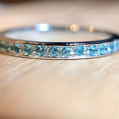 パライバトルマリンリングプラチナハーフエタニティ富山宝石工房 指輪